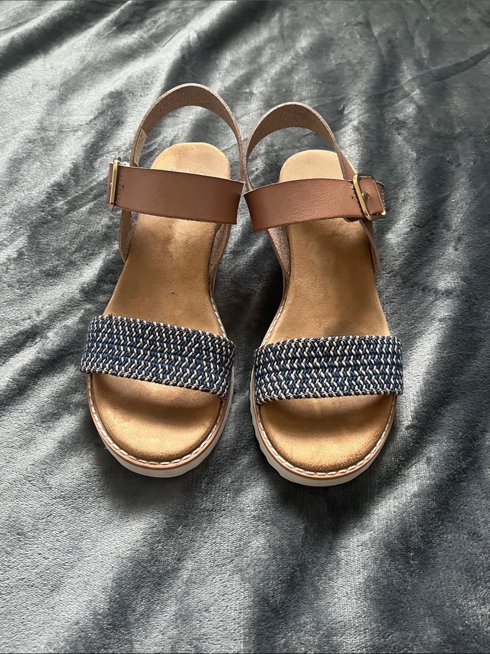 Bobs from Sketchers Women's Two-Tone Espadrille Sandals - Brown and Navy
